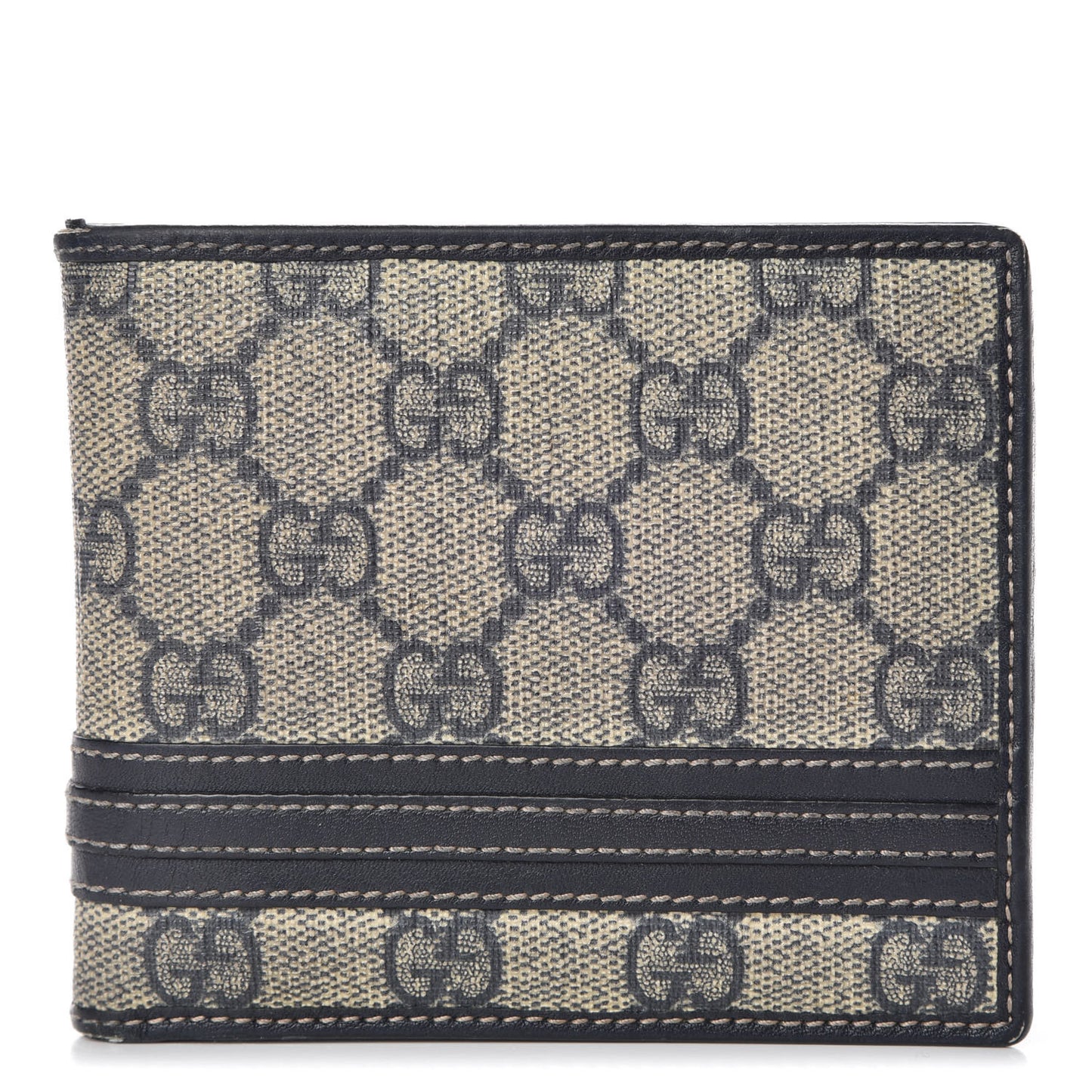 GG Supreme Monogram Bi-Fold Wallet Navy