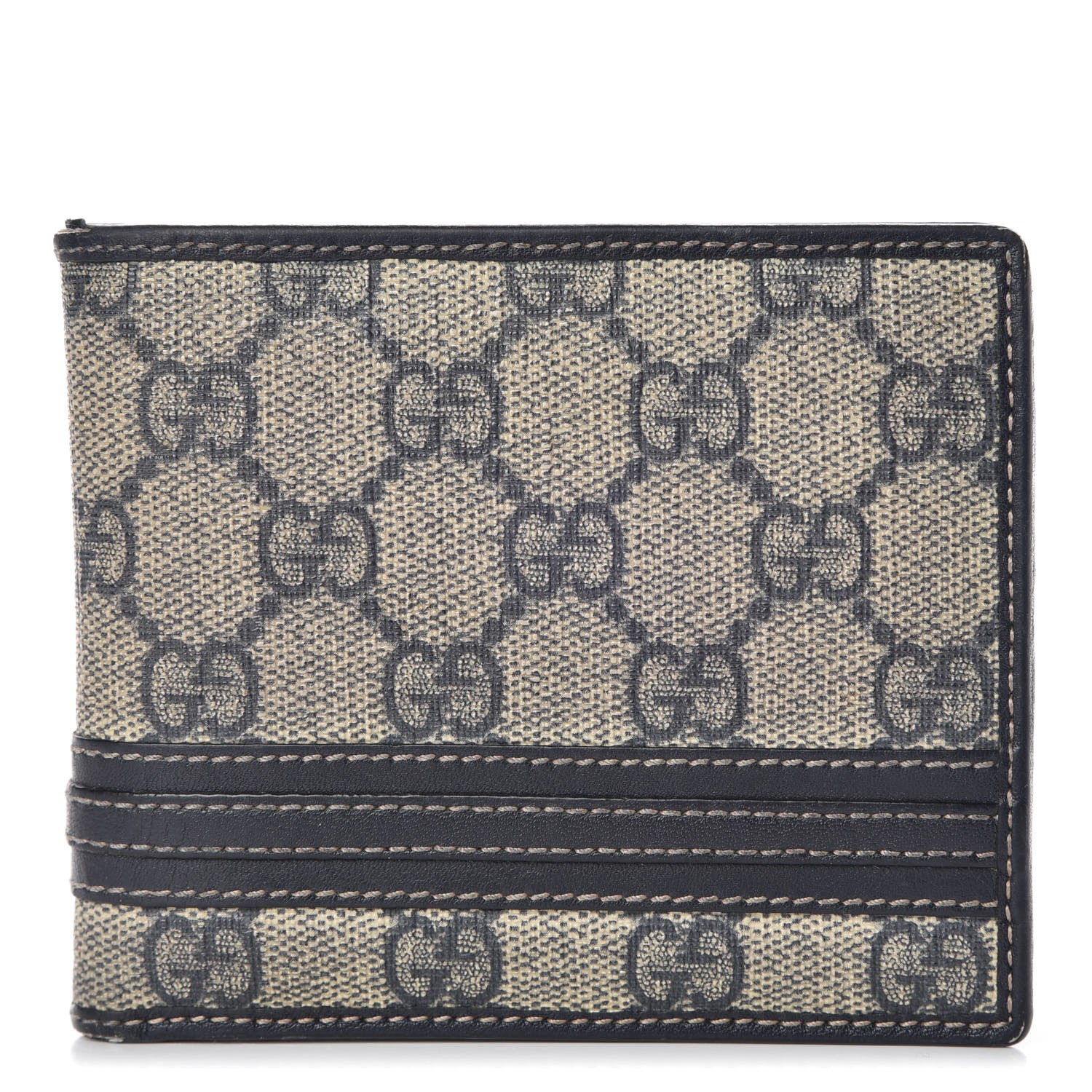 Gucci GG Supreme Monogram Bi-Fold Wallet Navy 1 of 9