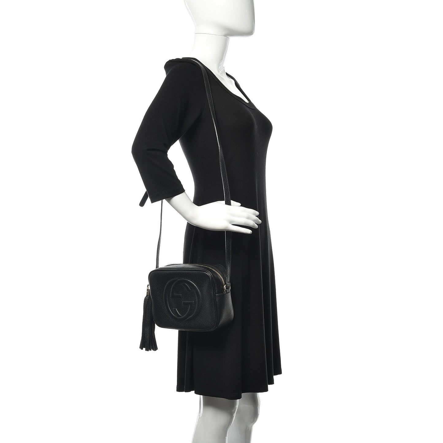 Pebbled Calfskin Small Soho Disco Bag Black