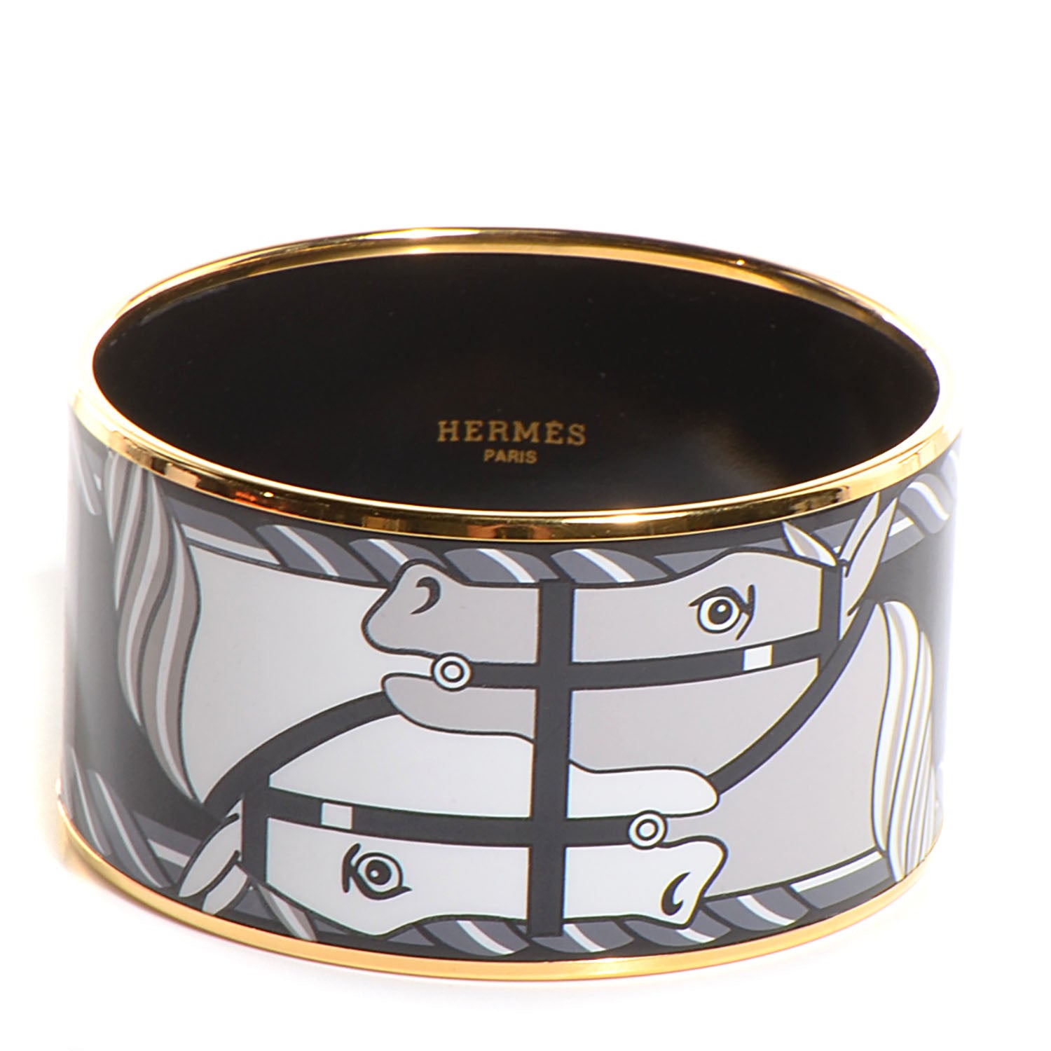 Hermes Enamel Printed Quadrige Extra Wide Bracelet 65 1 of 5