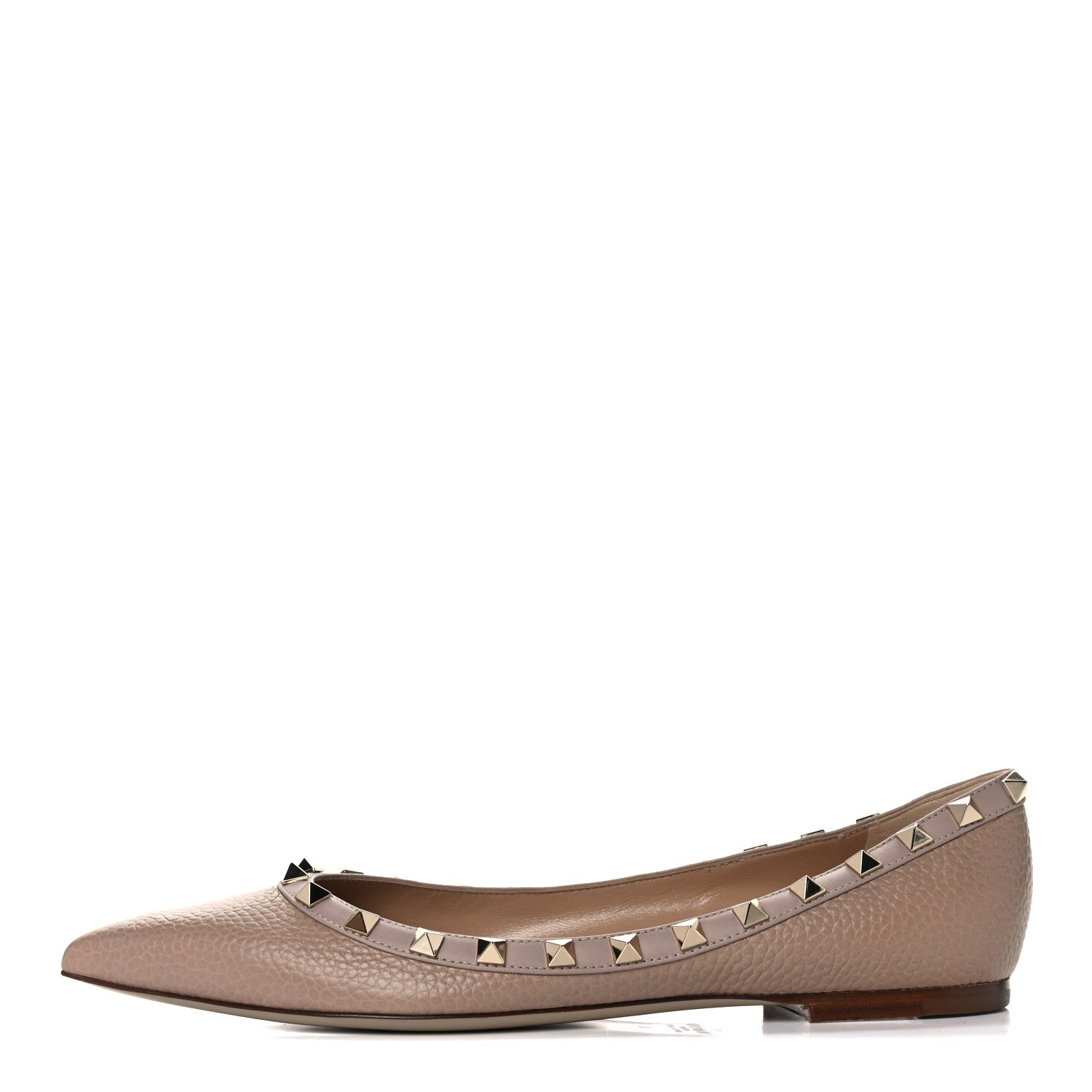 Valentino Garavani Pebbled Calfskin Rockstud Ballerina Flats 39 Poudre 1 of 8