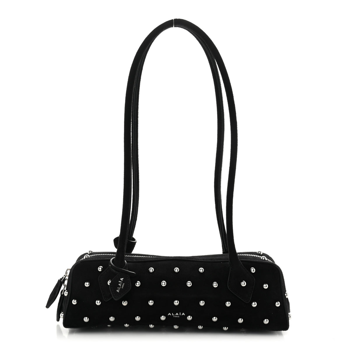 Nubuck Studded Small Le Teckel Bag  Black