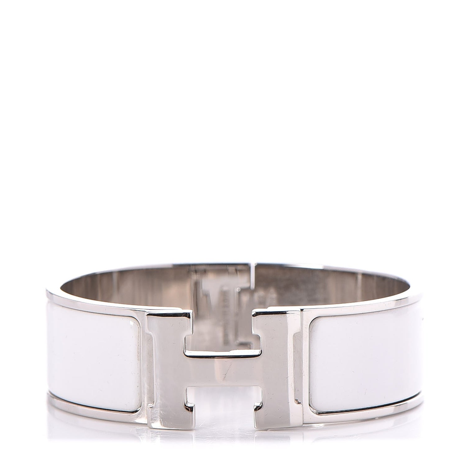 Enamel Wide Clic Clac H Bracelet GM White