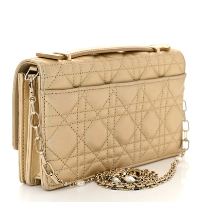 Christian Dior Iridescent Metallic Lambskin Cannage Mini My Dior Top Handle Clutch Gold 3 of 12