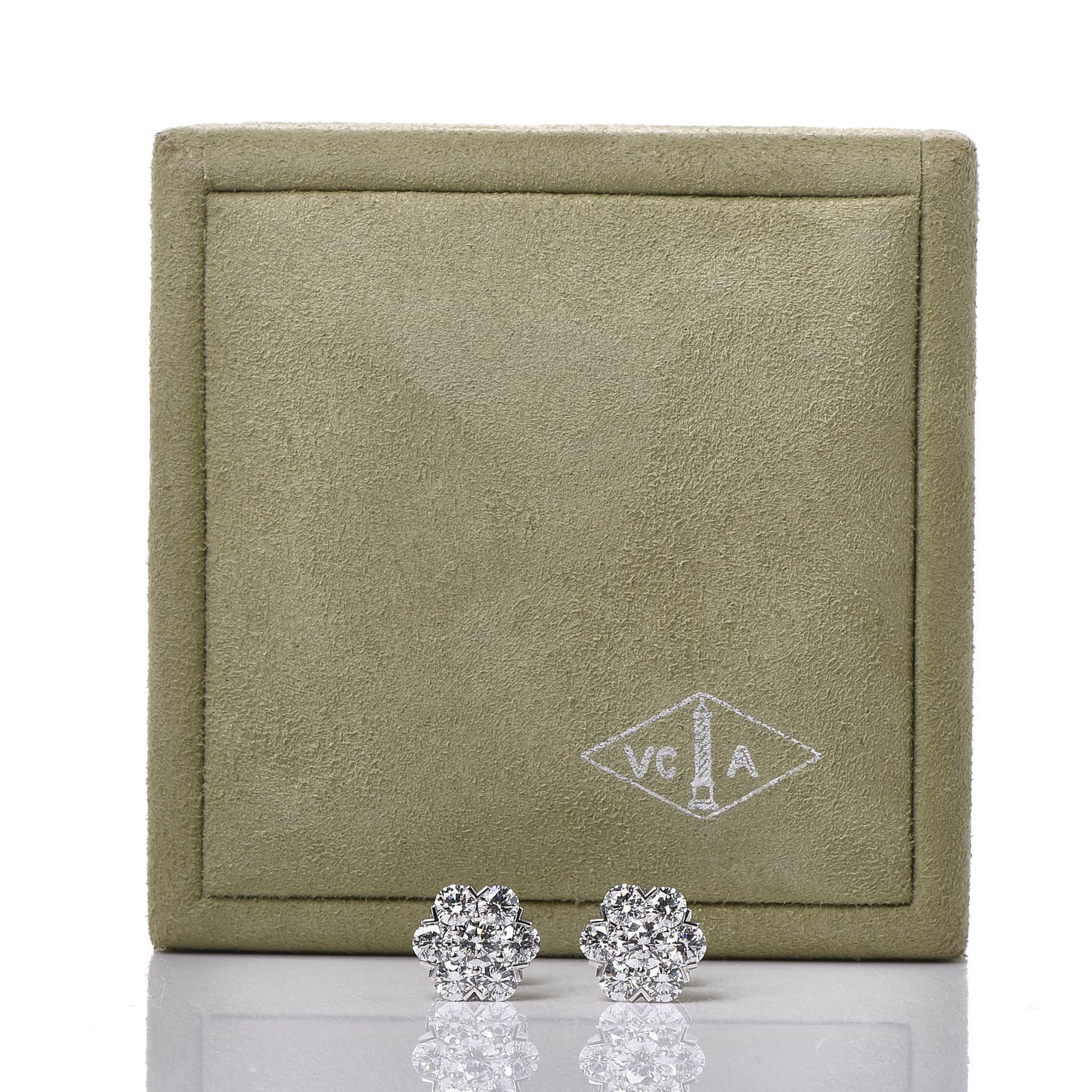 18K White Gold Diamond Large Fleurette Earrings