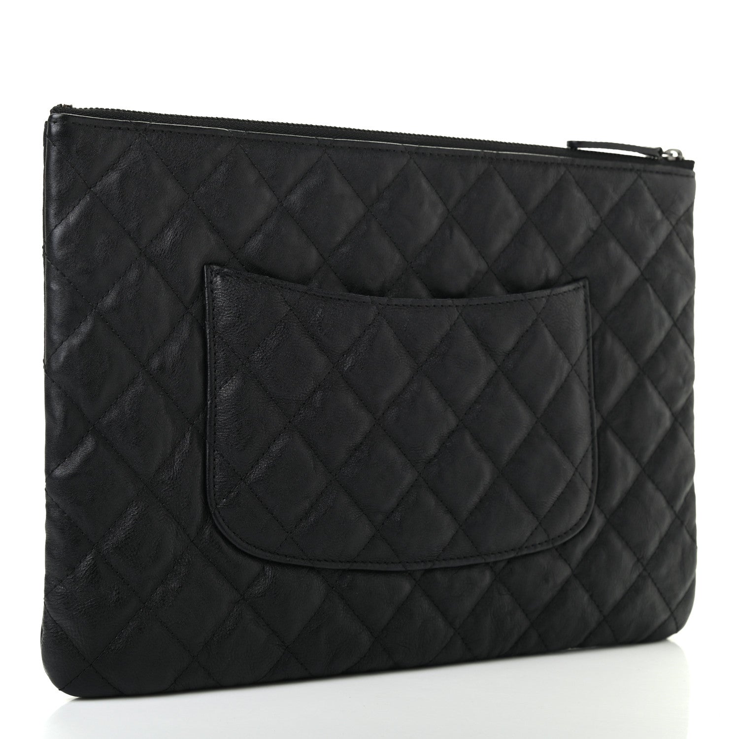 Chanel Crumpled Calfskin Quilted Medium Cosmetic Case So Black 3 of 7