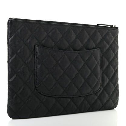 Chanel Crumpled Calfskin Quilted Medium Cosmetic Case So Black 3 of 7