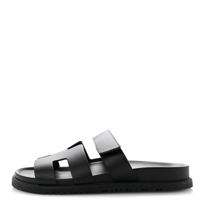 Hermes Calfskin Womens Chypre Sandals 38 Black 1 of 9