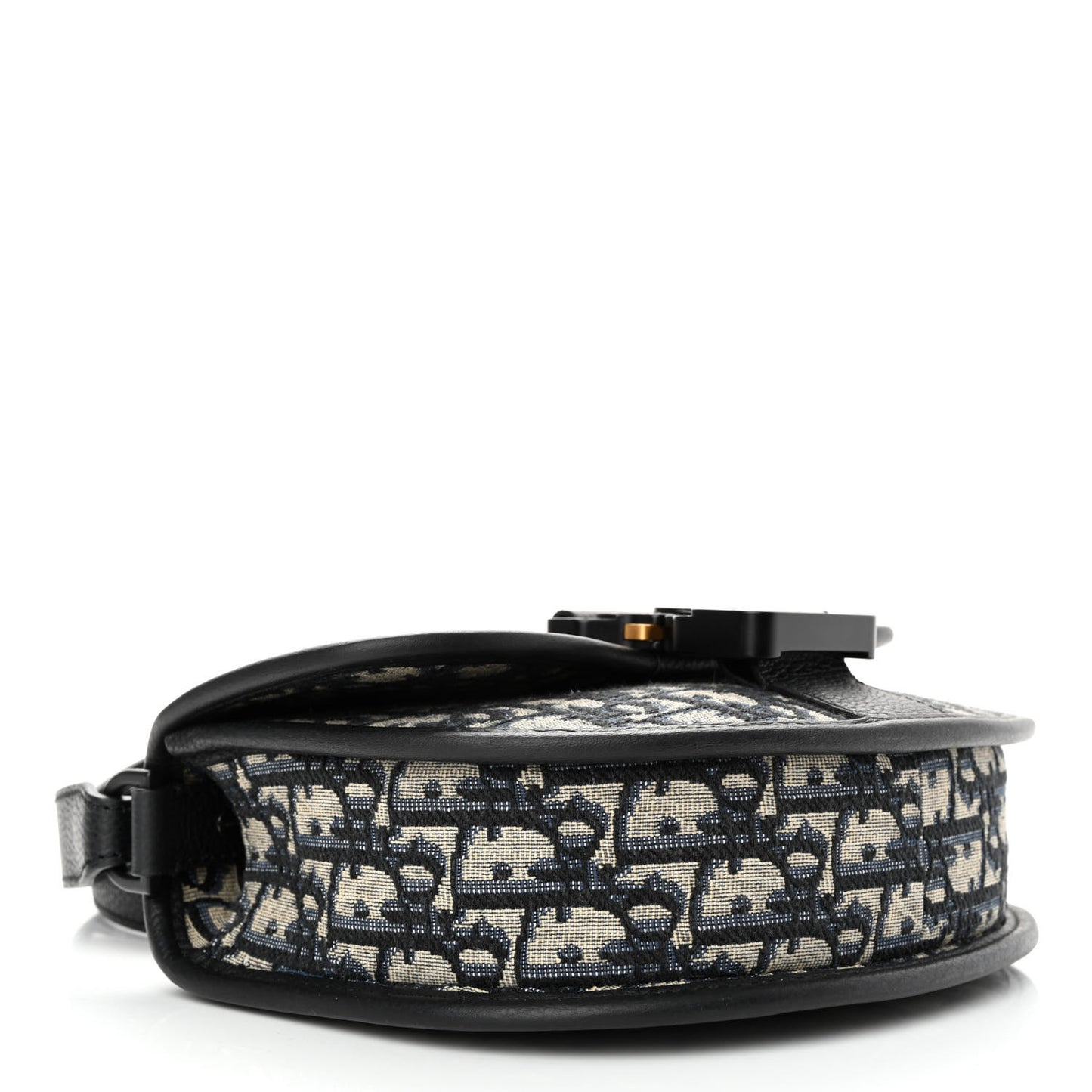 Oblique Grained Calfskin Mini Gallop Bag With Strap Black Beige