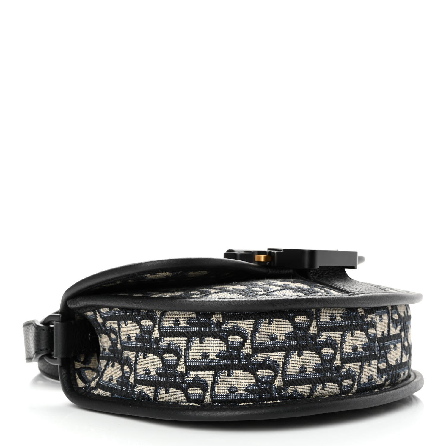 Christian Dior Oblique Grained Calfskin Mini Gallop Bag With Strap Black Beige 4 of 11