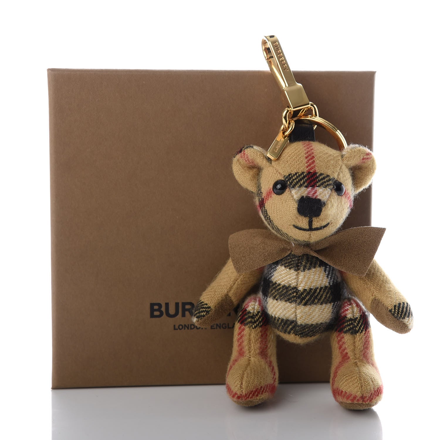 Burberry Cashmere Vintage Check Thomas Bear Bag Charm Antique Yellow 4 of 4