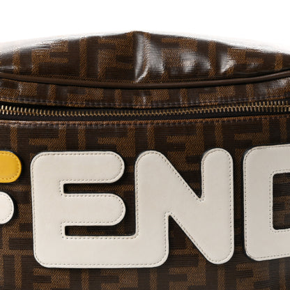 Fendi X FILA Glazed Fabric Vitello Century FF 1974 Mania Belt Bag Mogano Panna White 8 of 10