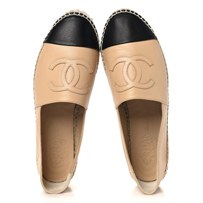 Chanel Lambskin CC Espadrilles 40 Beige Black 2 of 9