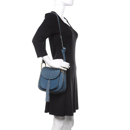 Chloe Calfskin Braided Small Hudson Shoulder Bag Blue 2 of 11