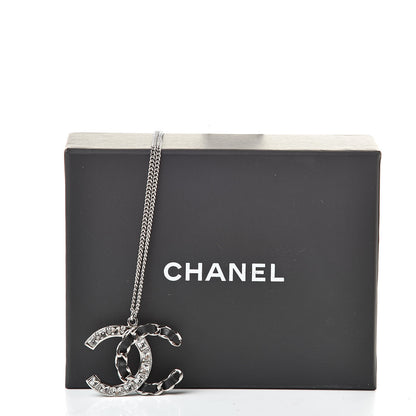 Chanel Lambskin Baguette Crystal CC Necklace Black Silver 6 of 6