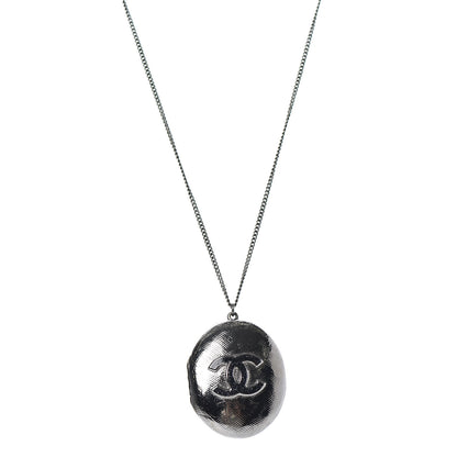 Chanel Ruthenium Locket CC Necklace Silver 1 of 6