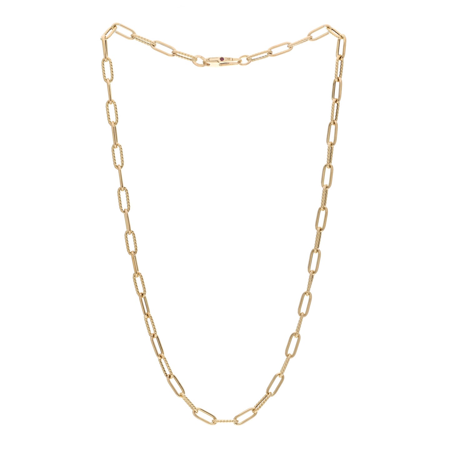 18K Yellow Gold Paper Clip Link Necklace