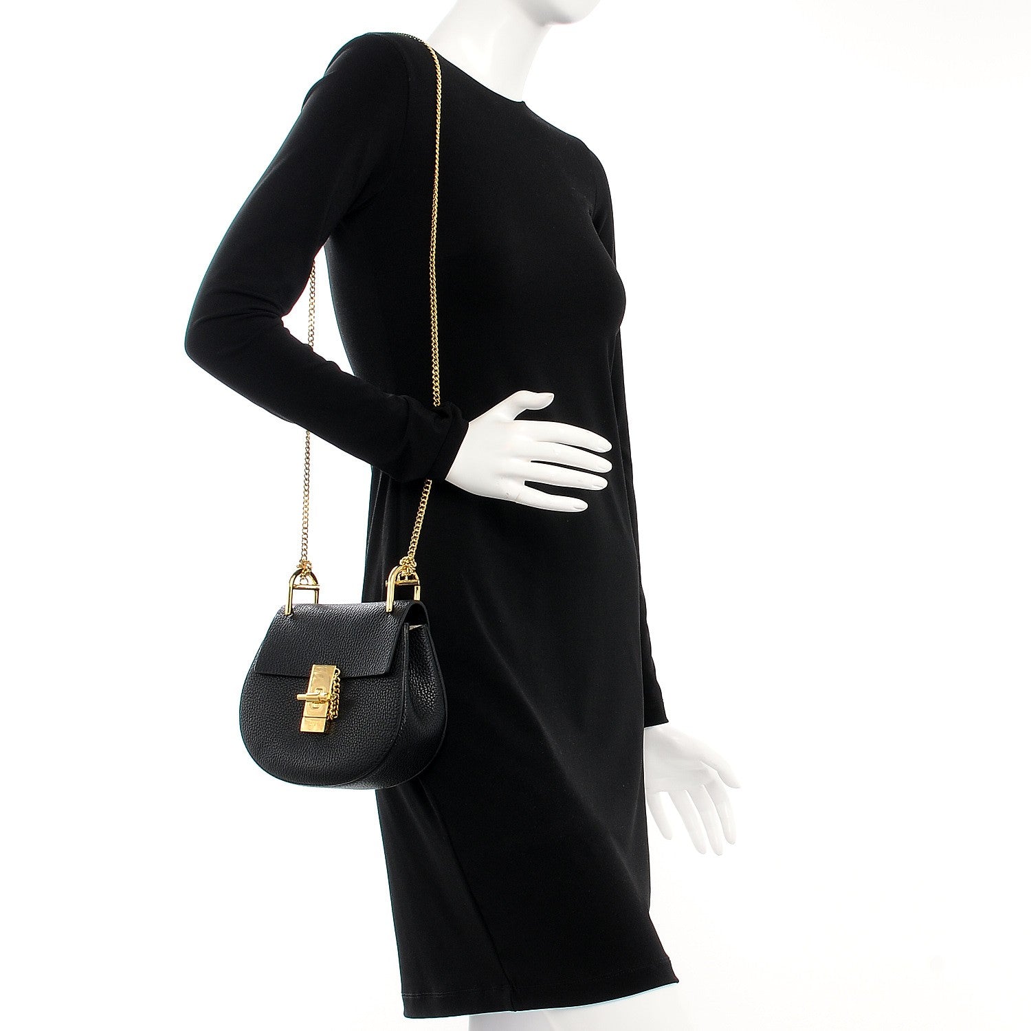 Chloe Grained Lambskin Mini Drew Shoulder Bag Black 2 of 6