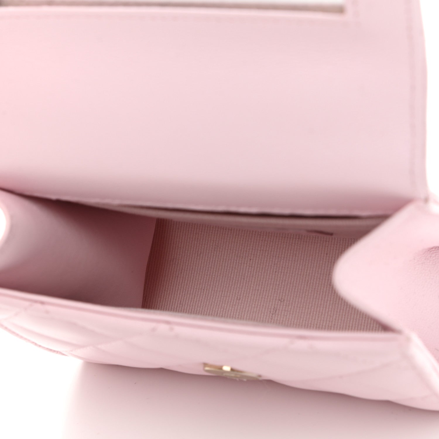 Chanel Lambskin Quilted Top Handle Clutch With Chain Light Pink 5 of 13