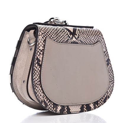 Chloe Calfskin Suede Python Print Small Nile Bracelet Bag Motty Grey 3 of 11