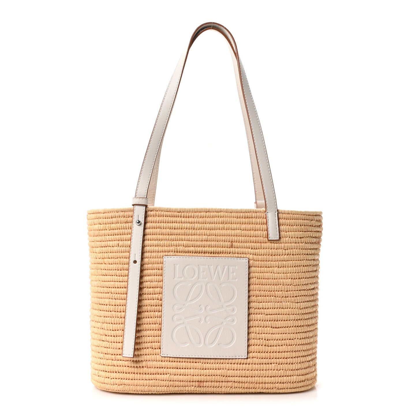 Raffia Square Small Basket Tote Bag Natural White