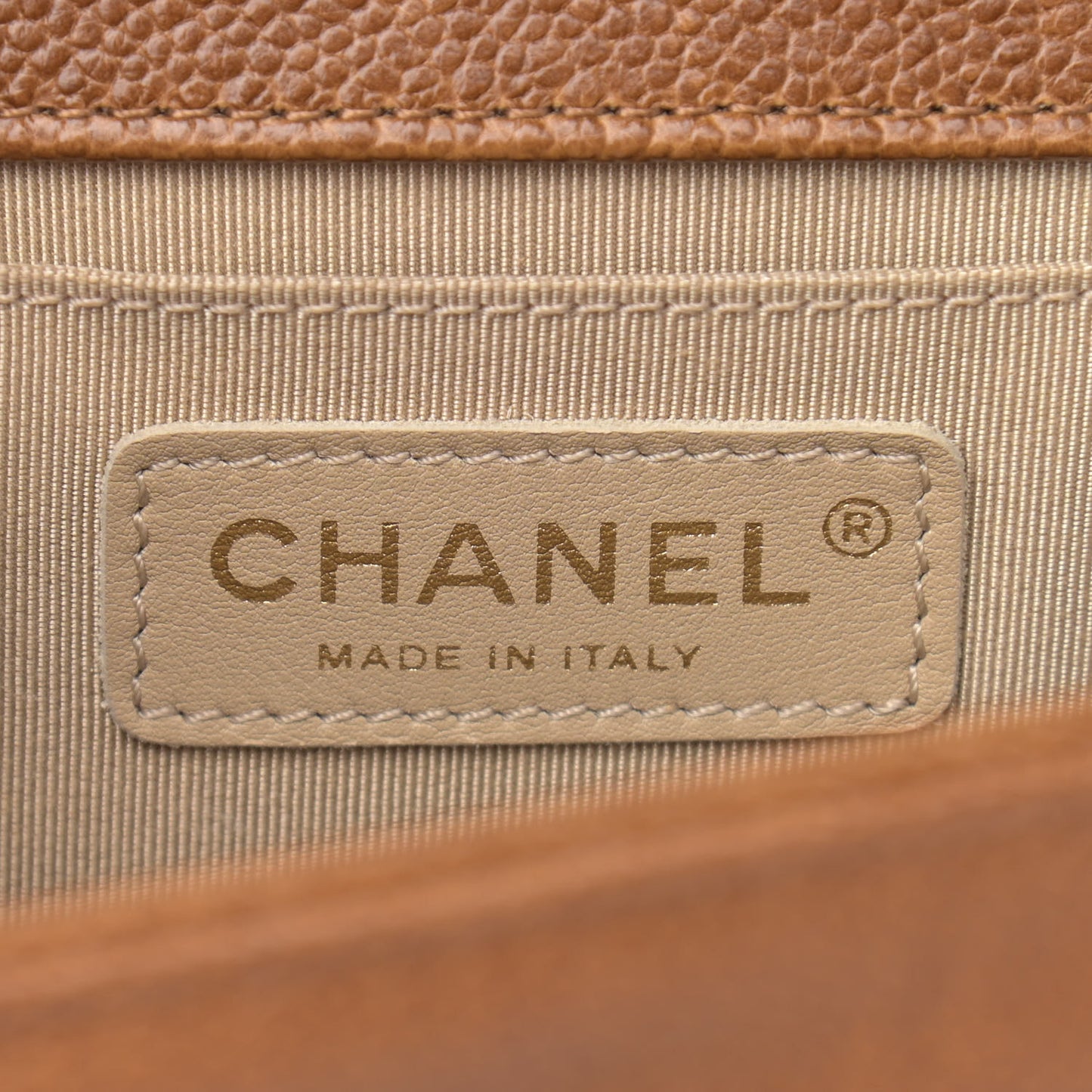Caviar Quilted Medium Boy Flap Light Brown