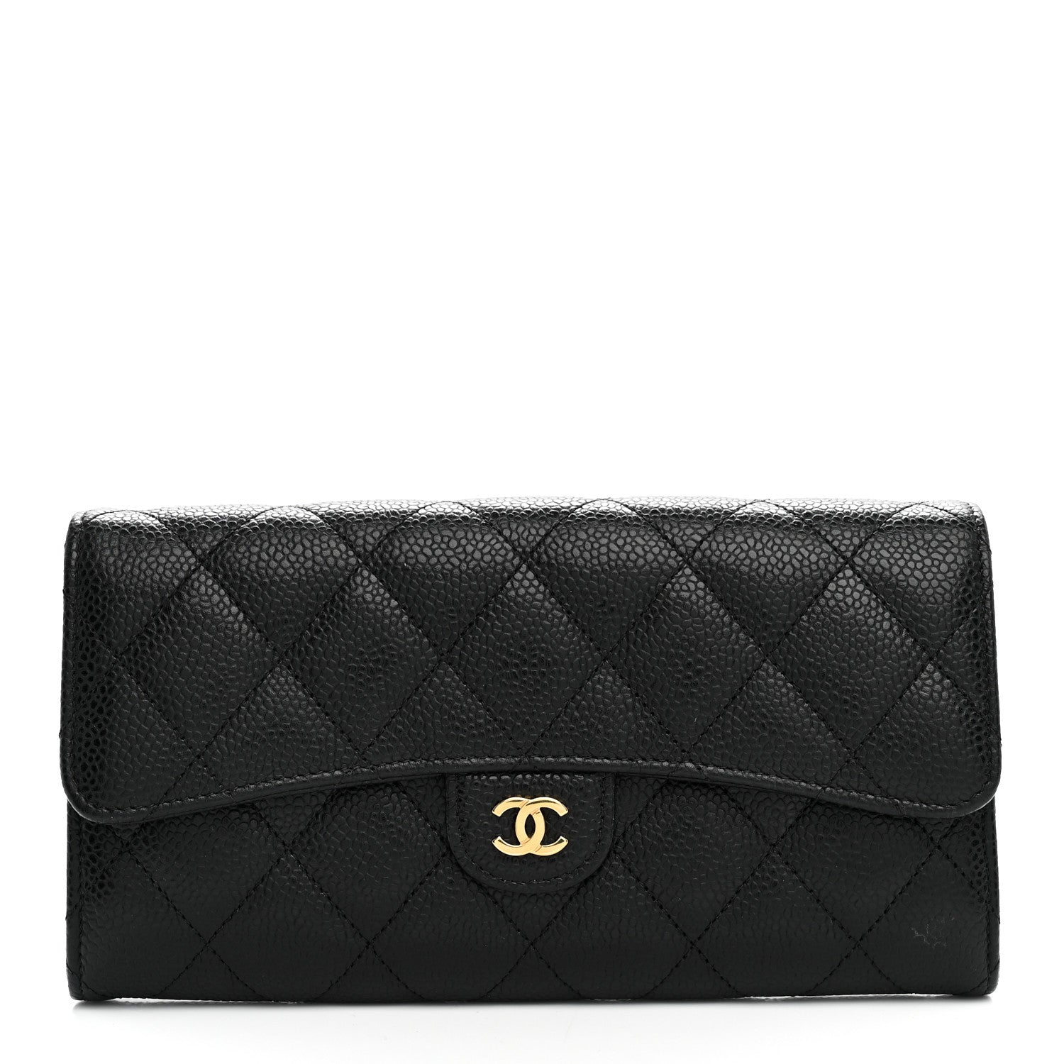 Chanel Caviar Quilted Large Gusset Flap Wallet Black 1 of 8