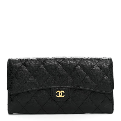 Chanel Caviar Quilted Large Gusset Flap Wallet Black 1 of 8