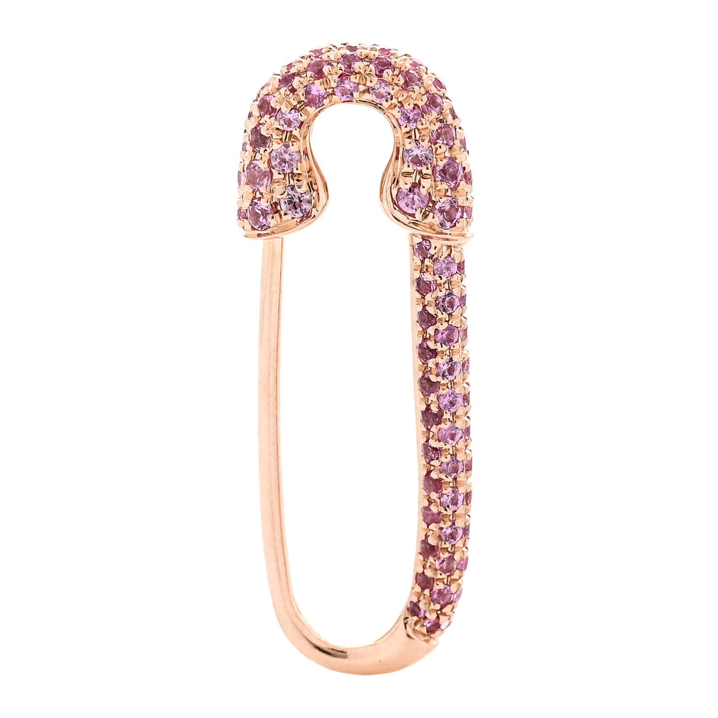 18K Rose Gold Pink Sapphire Safety Pin Earring