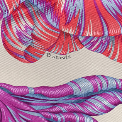 Hermes Silk Tulipomanie Scarf 90 Argent Violet Bleu 4 of 5