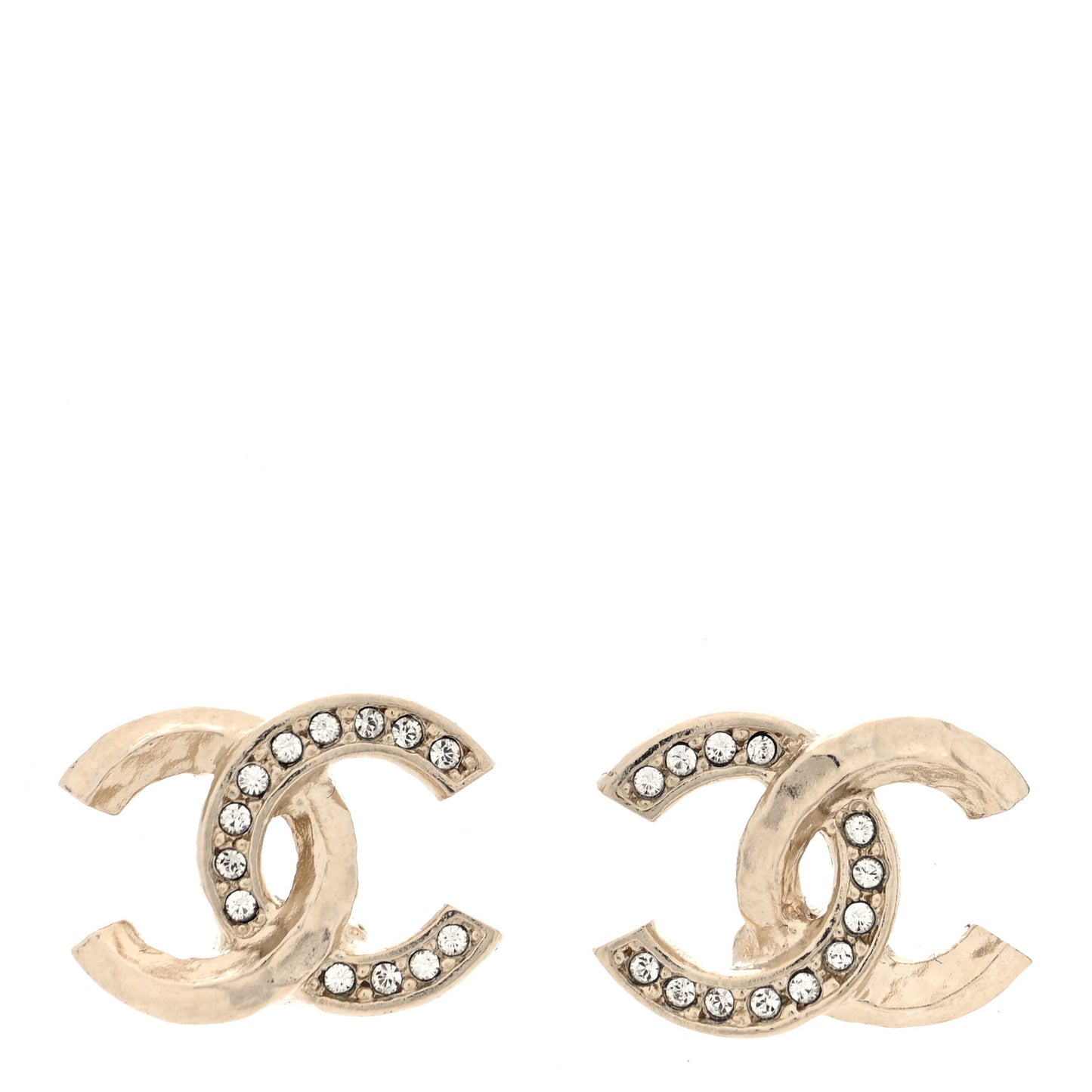 Metal Crystal CC Earrings Gold