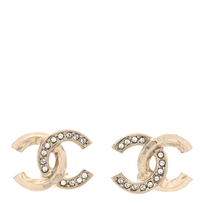 Chanel Metal Crystal CC Earrings Gold 1 of 4