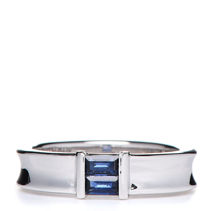 Tiffany 18K White Gold Blue Sapphire Stacking Ring 49 4.75 1 of 4