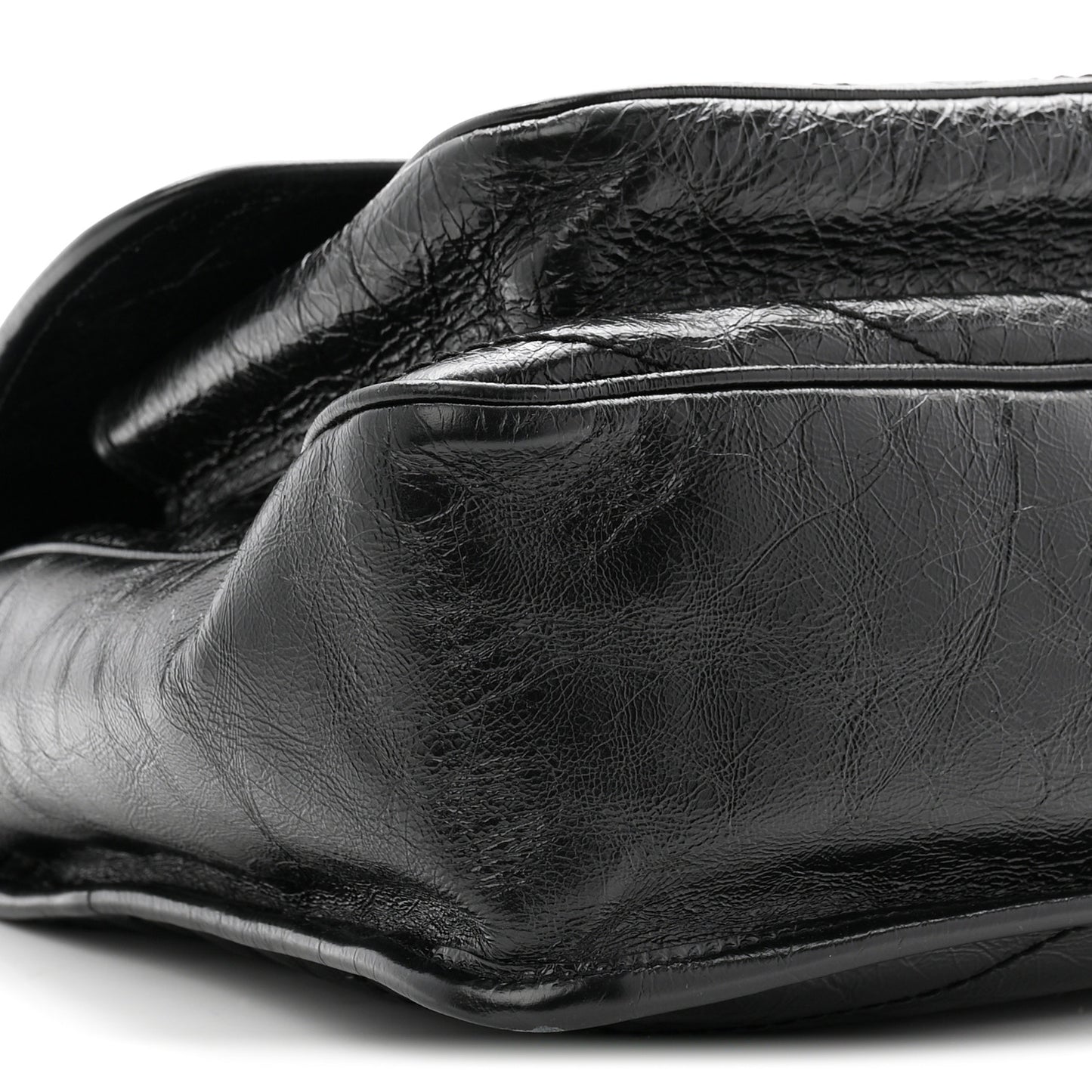 Crinkled Calfskin Matelasse Monogram Large Niki Chain Satchel Black