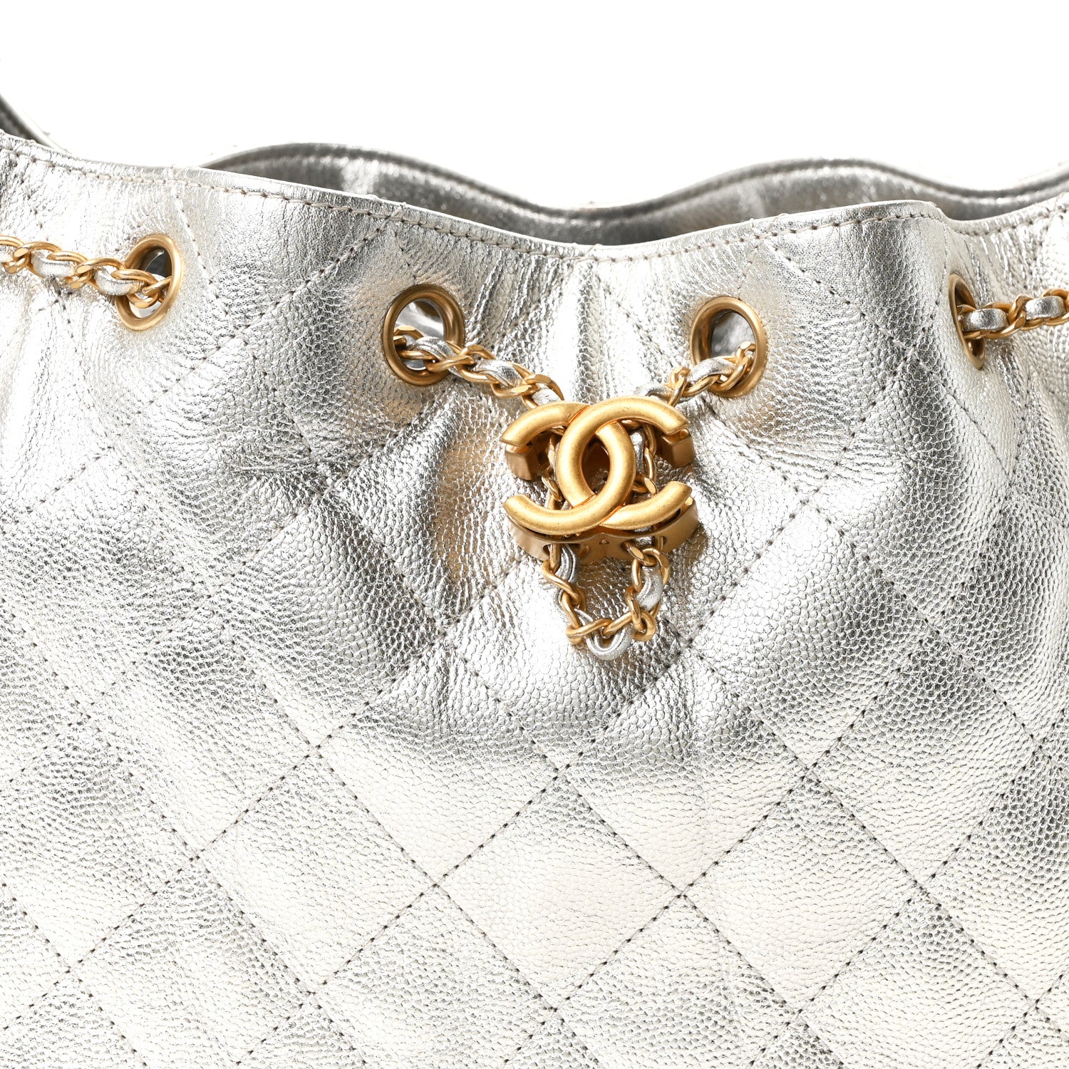 Chanel Metallic Caviar Quilted Small Chanel 25 Handbag Silver 8 of 11