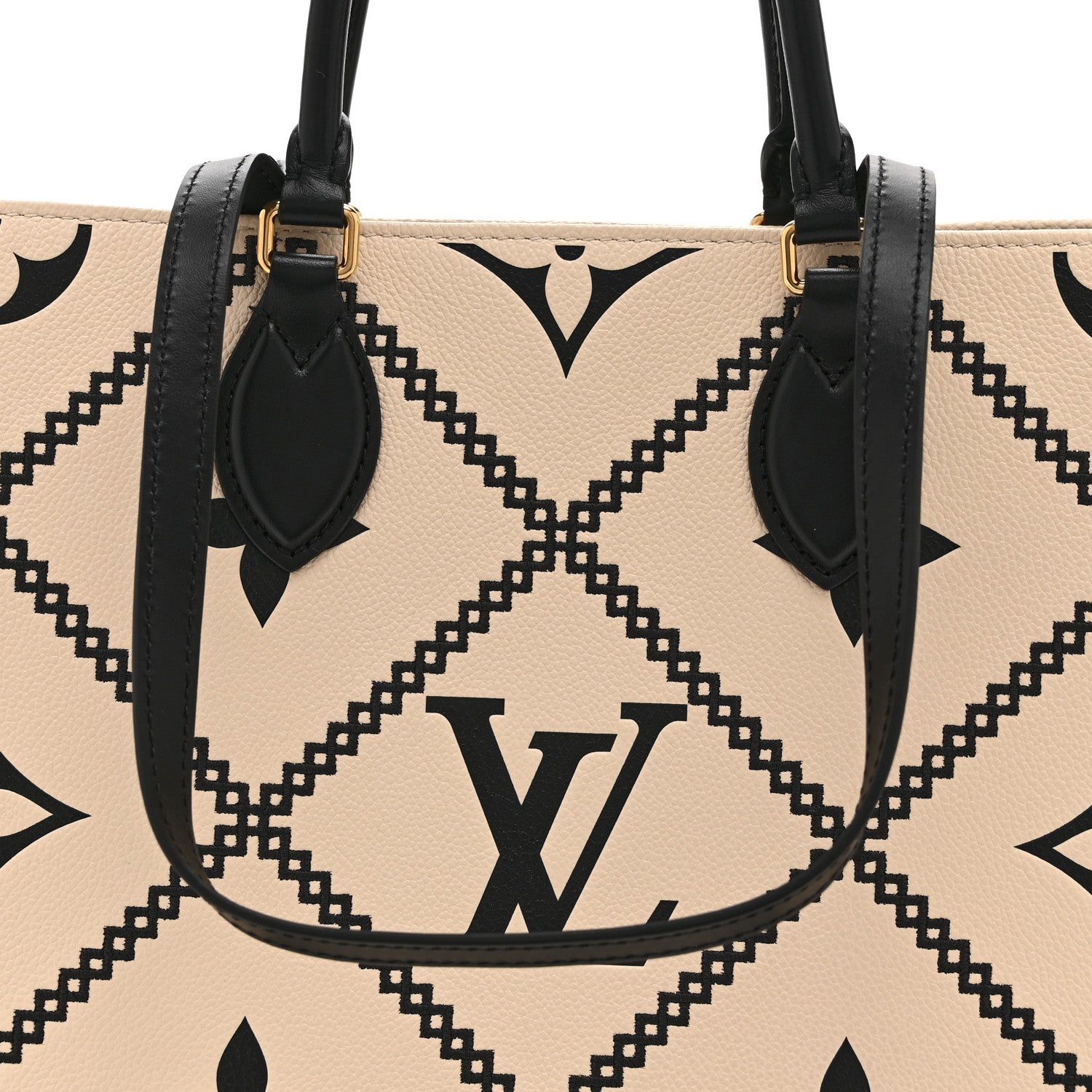 Louis Vuitton Empreinte Monogram Giant Broderies Onthego MM Cream Black 7 of 9