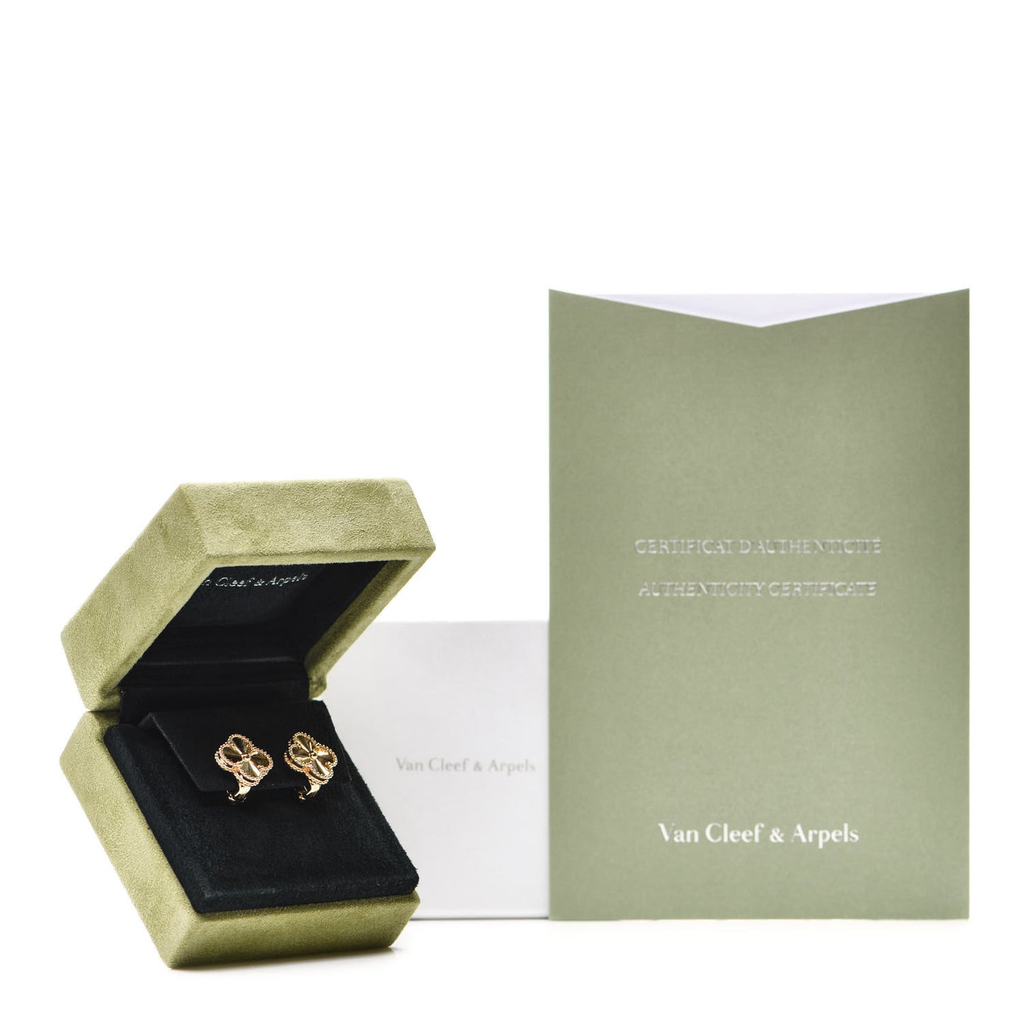 18K Yellow Gold Guilloche Vintage Alhambra Earrings