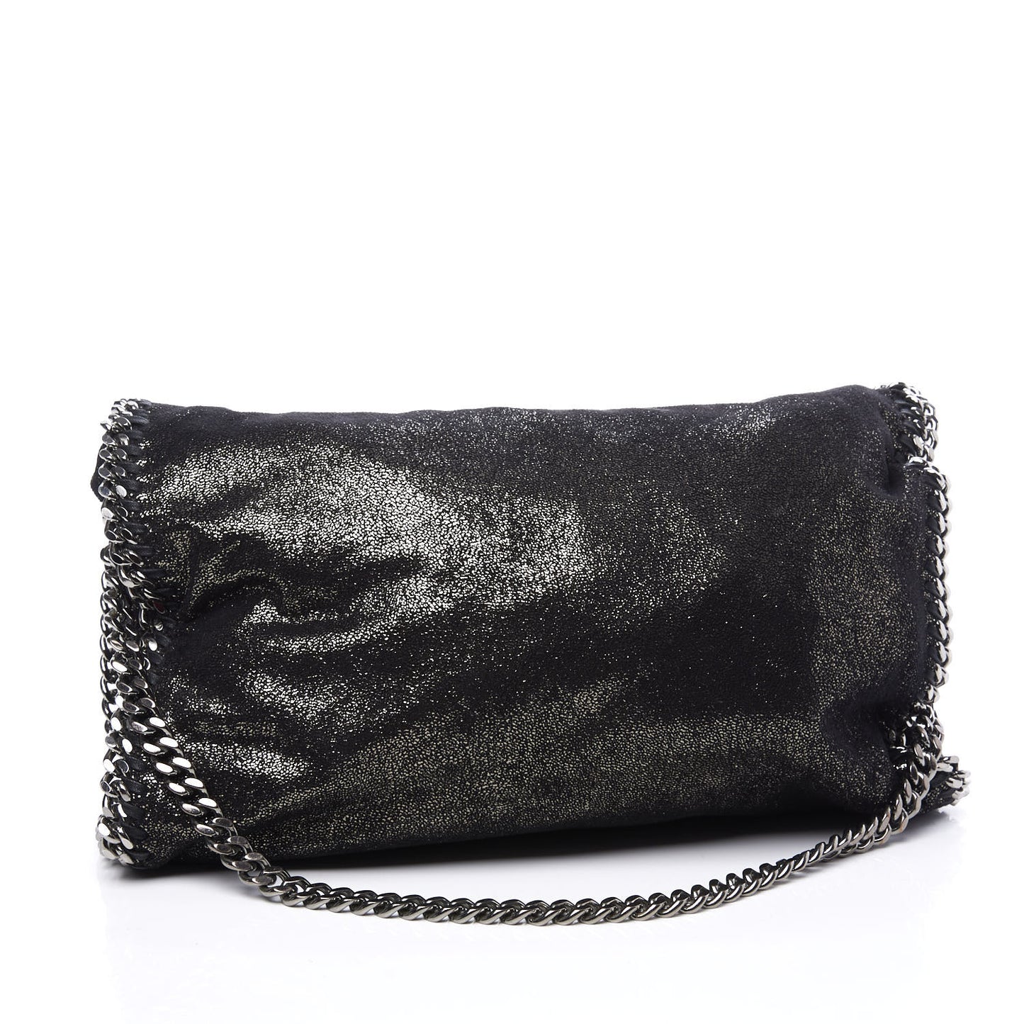 Chamois Shiny Dotted Falabella Fold Over Tote Ruthenium