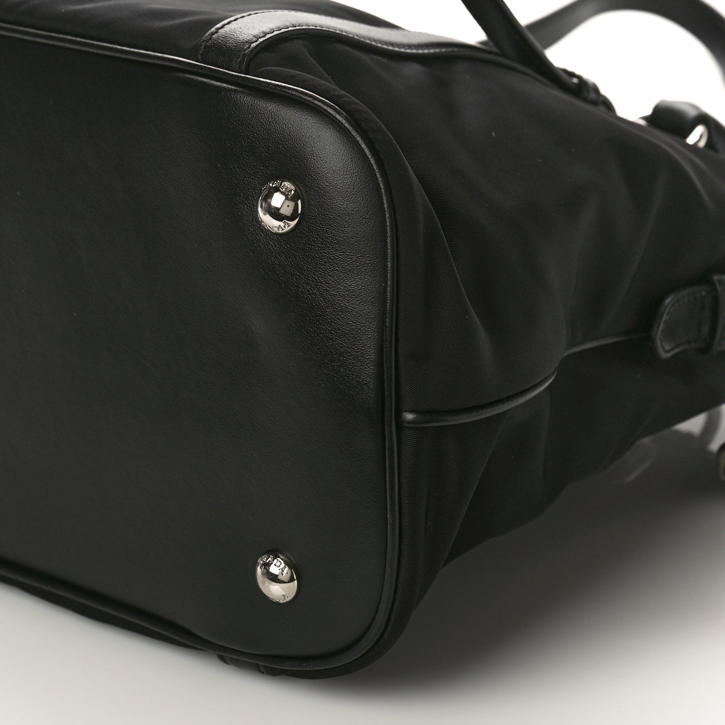 Tessuto Nylon Calfskin Dome Satchel Black