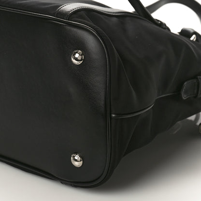 Prada Tessuto Nylon Calfskin Dome Satchel Black 8 of 8