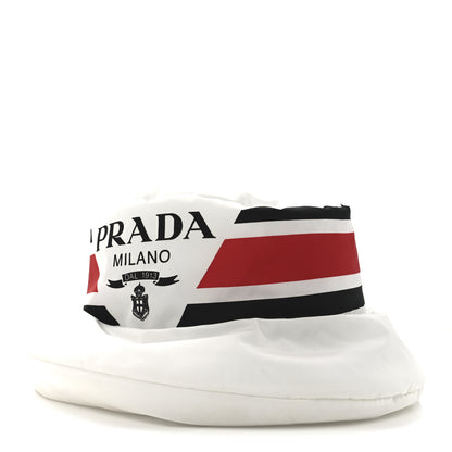 Prada Re-Nylon Triangle Logo Padded Mens Bucket Hat M White Rosso 1 of 9