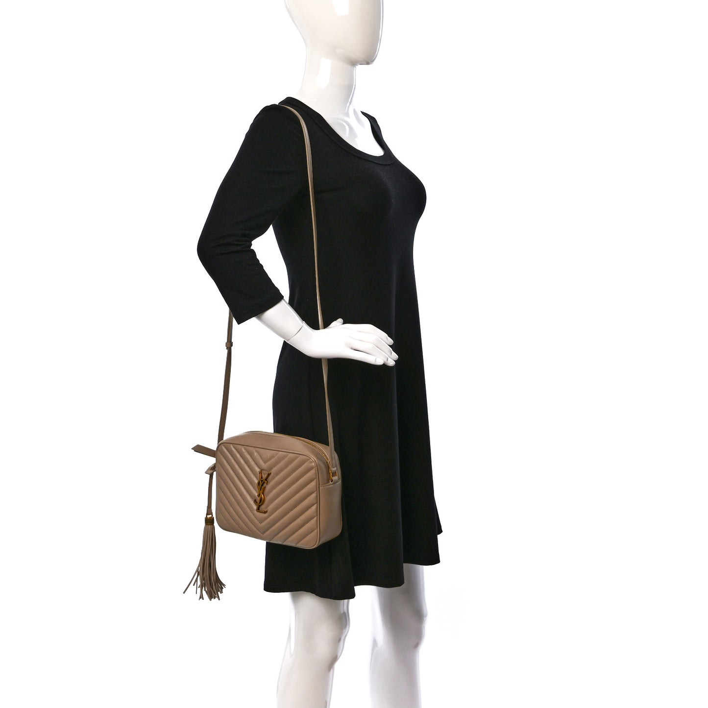 Calfskin Matelasse Monogram Lou Camera Bag Dark Beige