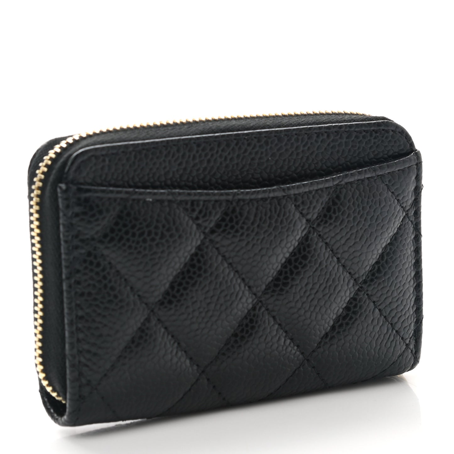 Caviar Quilted Zip Coin Purse Black