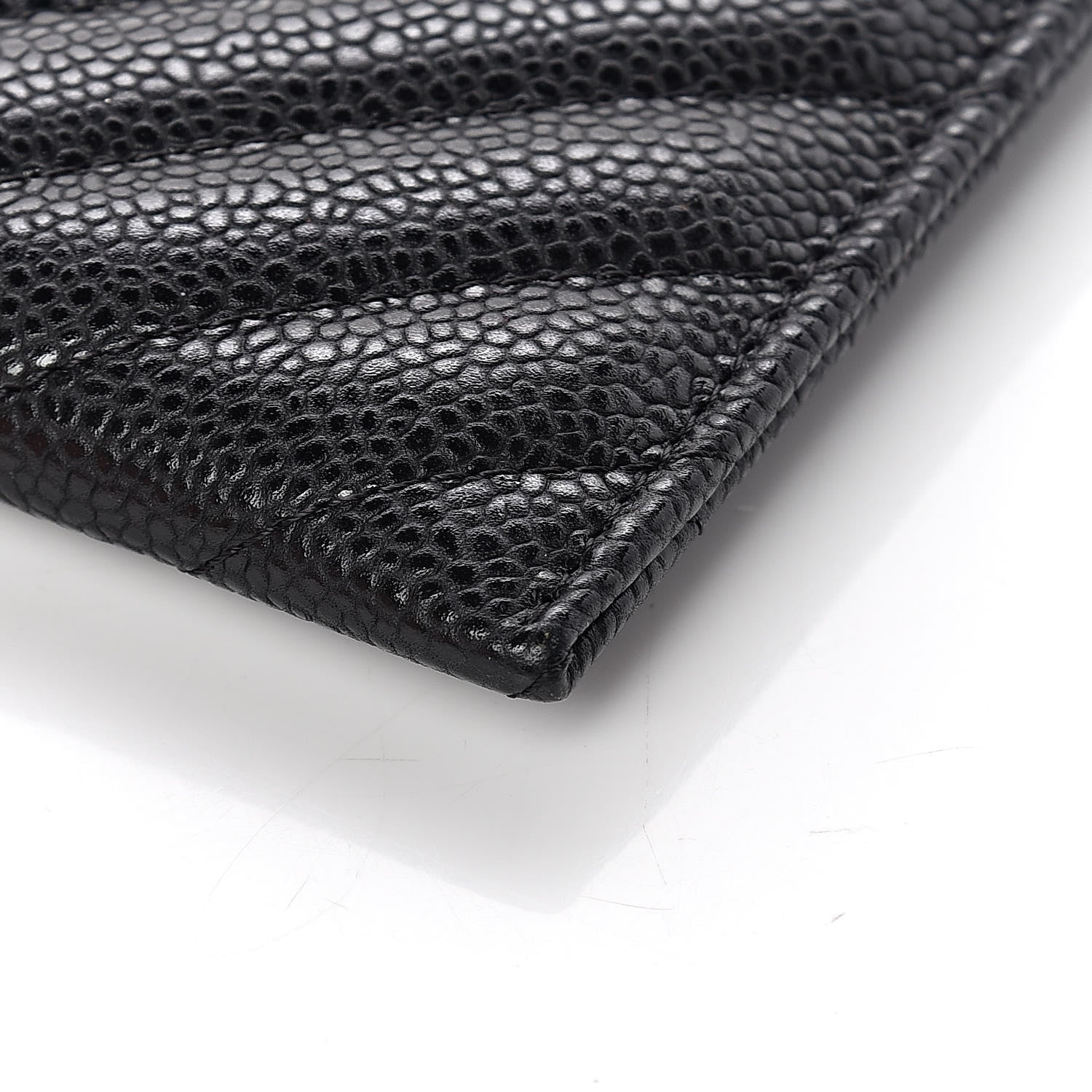 Chanel Caviar Chevron Quilted Zip Pouch Black 9 of 10