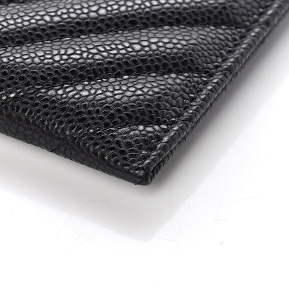 Chanel Caviar Chevron Quilted Zip Pouch Black 9 of 10