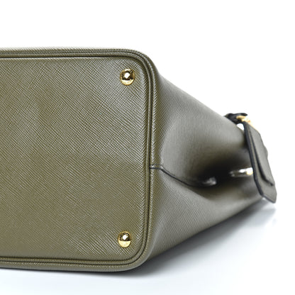 Prada Saffiano Cuir Medium Double Bag Militare Black 9 of 11