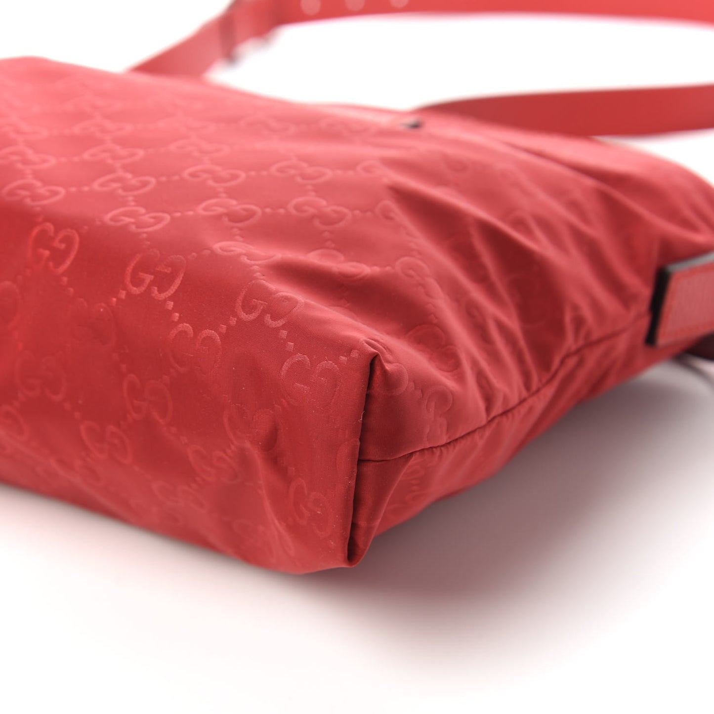 Nylon Monogram Dollar Calfskin Flat Messenger Bag Vibrant Red