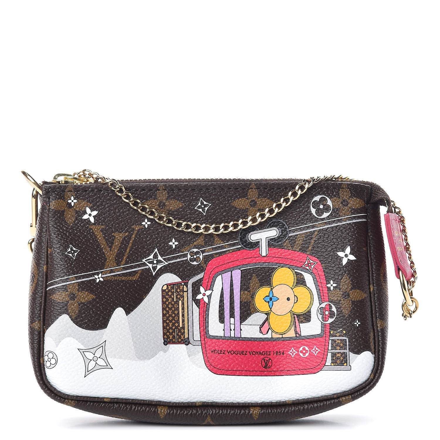 Louis Vuitton Monogram 2019 Christmas Animation Mini Courchevel Pochette Accessories Fuchsia 1 of 8
