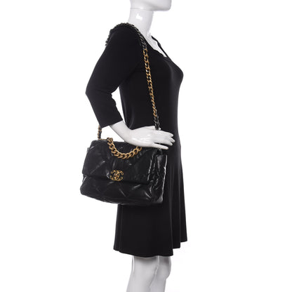 Chanel Goatskin Quilted Large 19 Flap Black 2 of 12