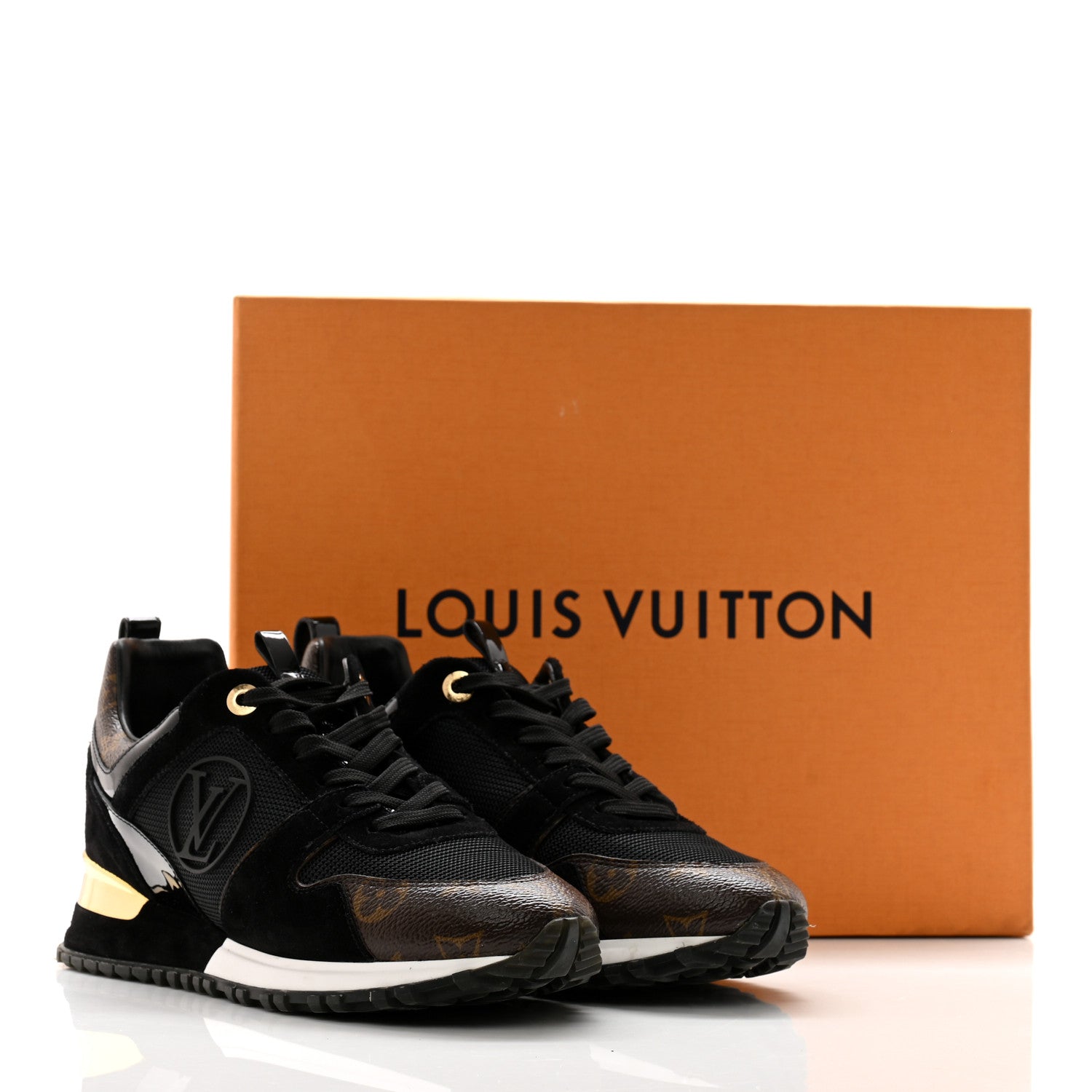 Louis Vuitton Suede Monogram Run Away Sneakers 38 Black 10 of 10